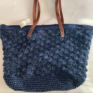 DRESS BARN - NWT Large Woven Blue Tote Bag